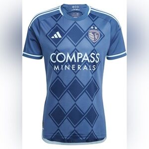 Sporting KC Blue Argyle Away Authentic Adidas Soccer Jersey Men’s Medium